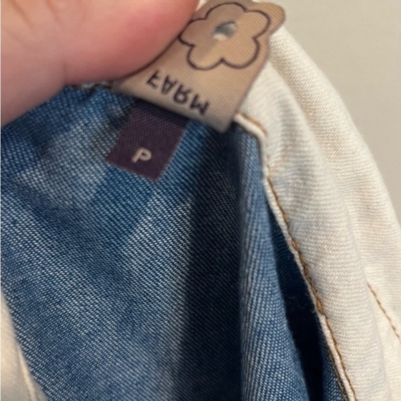 Farm Rio two tone lightweight jacket / button up cream blue coastal indie core - Picture 3 of 5